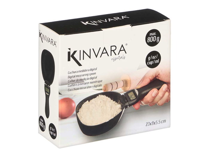 Kinvara Pèse-personne de cuisine numérique noir 23x6x9 cm précision 1g piles CR2032 incluses (Set de 12)