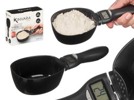 Kinvara Pèse-personne de cuisine numérique noir 23x6x9 cm précision 1g piles CR2032 incluses (Set de 12)