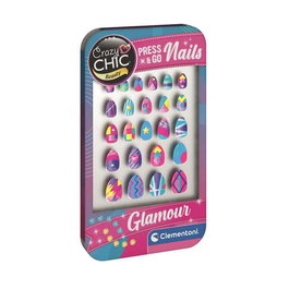 Clementoni Press & Go Nails Glamour - Kit d'ongles adhésifs et décoratifs, pour créer des ongles artificiels pré-décorés - Jeu de société pour enfants, conseillé à partir de 6 ans