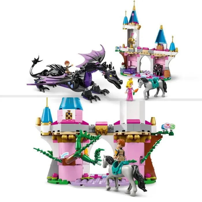 LEGO Disney Princess 43240 : Set de construction Maléfique en dragon avec mini-poupées Aurore et Philippe, figurines de dragon et cheval, 583 pièces LEGO Disney Princess 43240 : Set de construction Maléfique en dragon avec mini-poupées Aurore et Philippe, figurines de dragon et cheval, 583 pièces