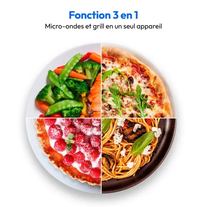 Medion MD17495 Micro-ondes Combiné 23L Argent 800W 1200W Grill Chaleur Tournante 10 Programmes