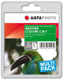 AgfaPhoto Multipack de 4 Cartouches LC223VALBPDR (Noir, Cyan, Magenta, Jaune)