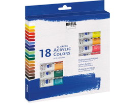Kreul Set de 18 tubes de peinture acrylique el Greco Couleurs Assorties