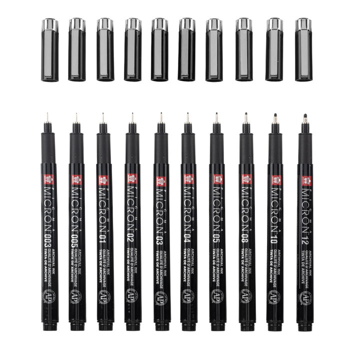 Sakura Pigma Micron Negro Edition - Set de 10 tailles, Noir