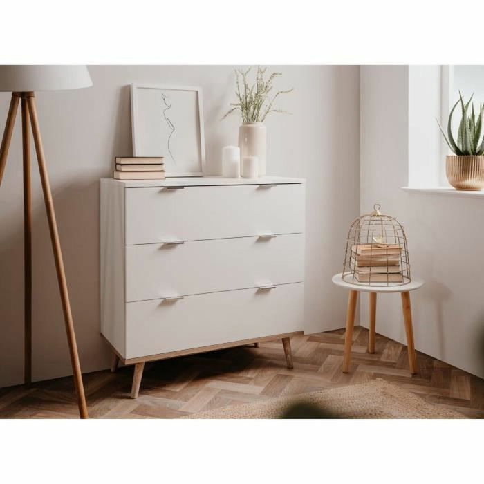 Göteborg Commode 3 tiroirs - Blanc et chêne sonoma