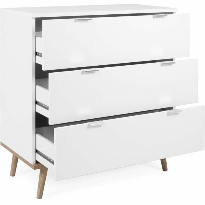 Göteborg Commode 3 tiroirs - Blanc et chêne sonoma
