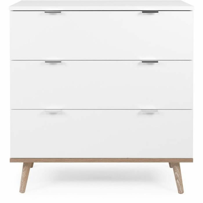 Göteborg Commode 3 tiroirs - Blanc et chêne sonoma