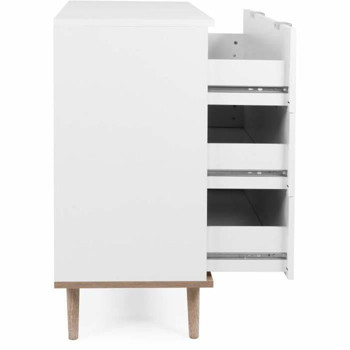 Göteborg Commode 3 tiroirs - Blanc et chêne sonoma