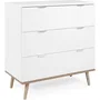 Commode Göteborg 3 tiroirs, blanc et chêne, style scandinave, dimensions L 79.8 x P 40 x H 86.5 cm