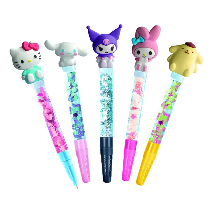 Clementoni - Atelier Créatif Stylos Décoration Hello Kitty et ses amis - Coffret Multilingue pour Enfants dès 6 Ans - Set de Stylos à Paillettes avec Figurines