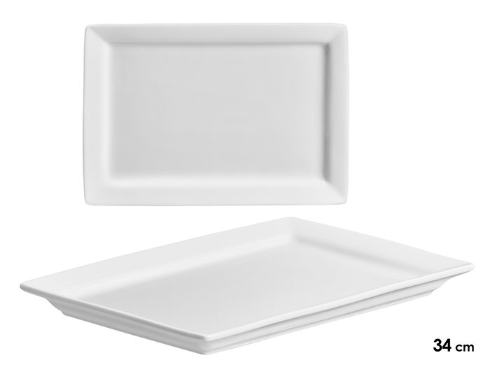 Vessia Bandeja Rectangular Ancha en Porcelana 34 x 24 x 2.5 cm Blanc (Set de 8) Vessia Bandeja Rectangular Ancha en Porcelana 34 x 24 x 2.5 cm Blanc (Set de 8)