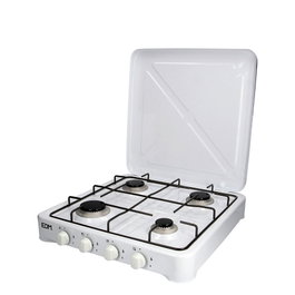 EDM Table de cuisson gaz émaillée 4 feux 57 x 52 x 7,5 cm Blanc