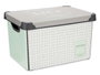 Kipit Boîte de rangement en plastique 17 L avec anse 28x22x37 cm Home blanc/vert/gris (Set de 12)