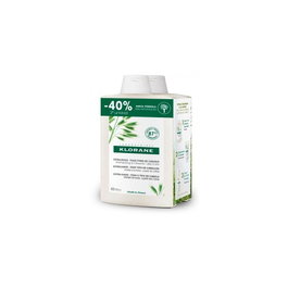 Klorane Shampoing Ultra Doux Lait d'Avoine Duo 2 x 400 ml - Cheveux et Cuir Chevelu Sensibles, Enrichi en Avoine Bio