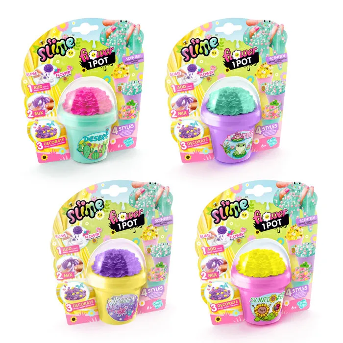 Canal Toys Slime Flower Pot So Slime SSC417 - 1 Pot à fleurs pour pâte Slime parfumée avec décorations et charms - Jeu de collection dès 6 ans