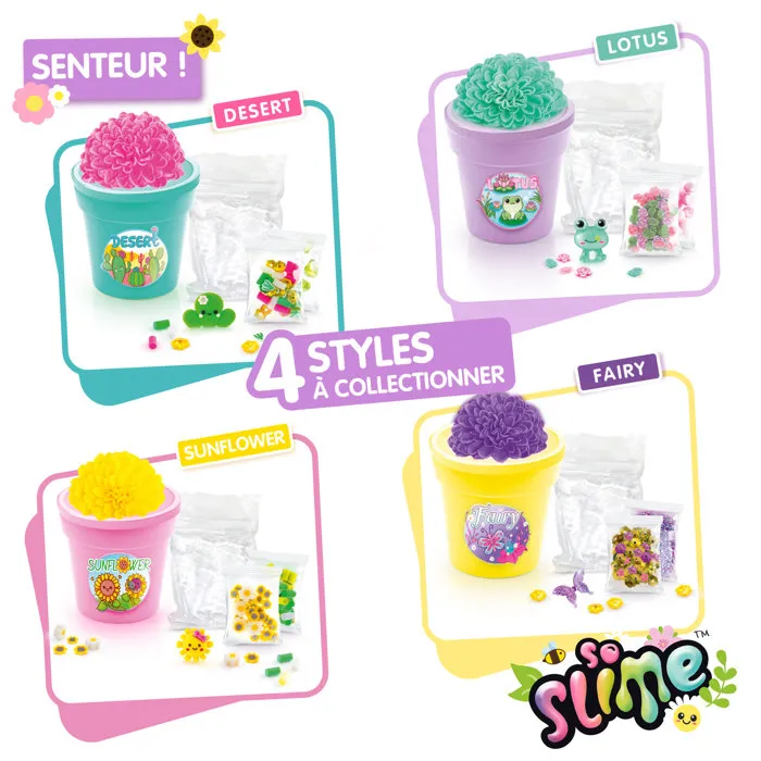 Canal Toys Slime Flower Pot So Slime SSC417 - 1 Pot à fleurs pour pâte Slime parfumée avec décorations et charms - Jeu de collection dès 6 ans