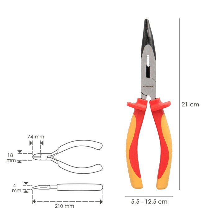 WOLFPACK LINEA PROFESIONAL Pinces isolées à bouts courbes 1000V 200mm