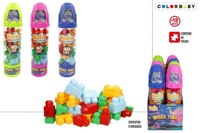 Color Baby - Jeu de construction 'Build Me Up' navette spatiale avec tube et 40 blocs, pour enfants dès 3 ans