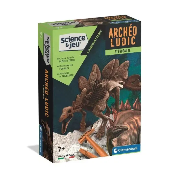 Clementoni Archéo Ludic Stégosaure - Kit de fouille paléontologique pour enfants avec squelette de dinosaure et application en réalité augmentée Clementoni Archéo Ludic Stégosaure - Kit de fouille paléontologique pour enfants avec squelette de dinosaure et application en réalité augmentée