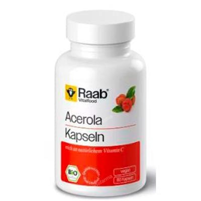 Raab Vitalfood Acerola 500 mg - 80 Capsules SG - Complément alimentaire riche en vitamine C - Végan Raab Vitalfood Acerola 500 mg - 80 Capsules SG - Complément alimentaire riche en vitamine C - Végan