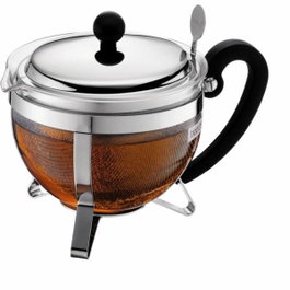 Bodum Théière Chambord 1 L en verre et acier inoxydable gris et transparent
