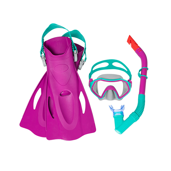 Bestway 25046 Set Snorkel Junior avec Valve de Purge Taille 37-41 +7 Ans pour Plage et Piscine
