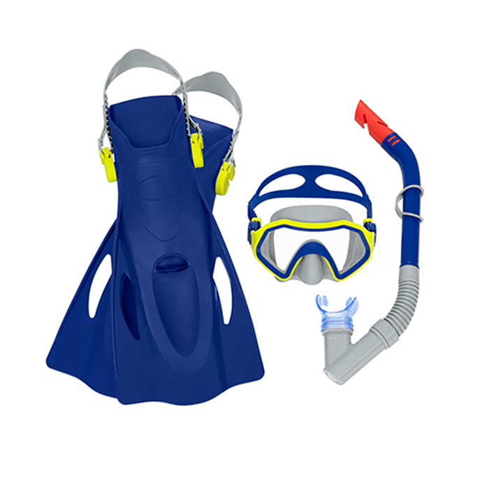Bestway 25046 Set Snorkel Junior avec Valve de Purge Taille 37-41 +7 Ans pour Plage et Piscine