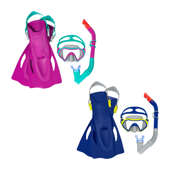 Bestway 25046 Set Snorkel Junior avec Valve de Purge Taille 37-41 +7 Ans pour Plage et Piscine
