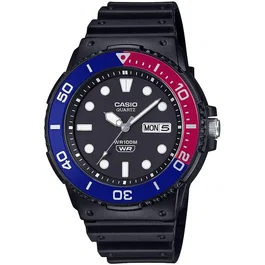 Casio MRW-230H Montre Homme Sport Quartz Analogique Noir/Bleu Verre Acrylique Étanche 10 Barres Bracelet Résine