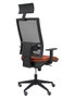 Silla de oficina Horna con mecanismo Sincro tapizada con Tela color Marrón y malla color Negro. Equipada con lumbar 1D, Brazos 1D, Cabecero Fijo y Ruedas de parqué