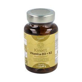 KIROOT Vitamine D3+K2 120 Perles Complément Alimentaire Muscles Os Immunité