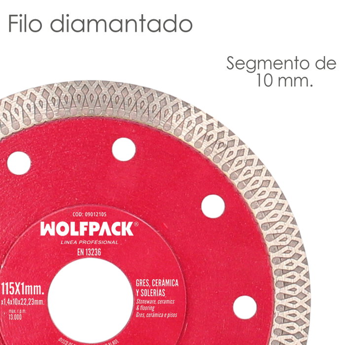 WOLFPACK LINEA PROFESIONAL Disque diamant 115 mm pour grès, céramique et marbre WOLFPACK LINEA PROFESIONAL Disque diamant 115 mm pour grès, céramique et marbre