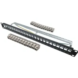 LINEAIRE Kit de panneau de brassage 24 ports Catégorie 6a KIT5024AS avec 24 noyaux keystone RJ45 courts blindés