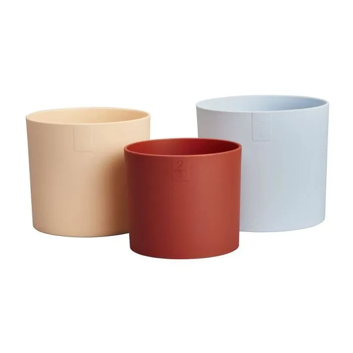 Elho Lex Pott Lot de 3 pots de fleurs 14 cm en plastique 100% recyclé pour intérieur - Bleu, Rose, Orange - 14 x 13.8 x 12 cm (L*l*H) - 3 ans de garantie