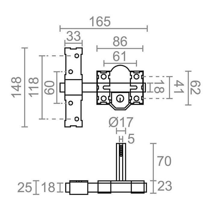 Serrure de sécurité Micel crr09 86l/70 mm Acier 70 mm Gris Recouvrir