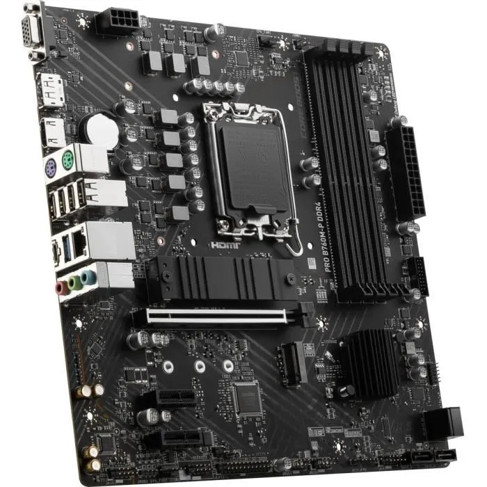 MSI PRO B760M-P DDR4 - Carte mère micro-ATX Socket LGA1700 pour Intel 12e/13e Gen, avec DisplayPort, HDMI, USB-C 3.2 Gen2 et USB-A