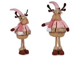 Krist+ Renne en tissu rose laine avec pattes 63 cm (Set de 12)