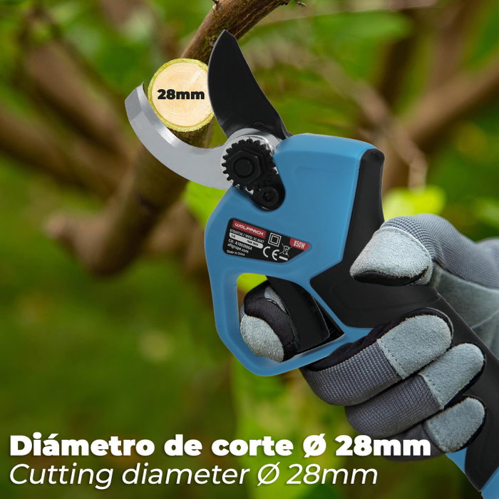 WOLFPACK LINEA PROFESIONAL Ciseaux de taille à batterie 21V/2Ah (2 batteries)
