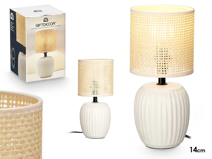 Giftdecor Lampe de Table Blanc Cassé Rayures 14x21x14 cm Céramique Métal Plastique IP20 (Set de 12) Giftdecor Lampe de Table Blanc Cassé Rayures 14x21x14 cm Céramique Métal Plastique IP20 (Set de 12)