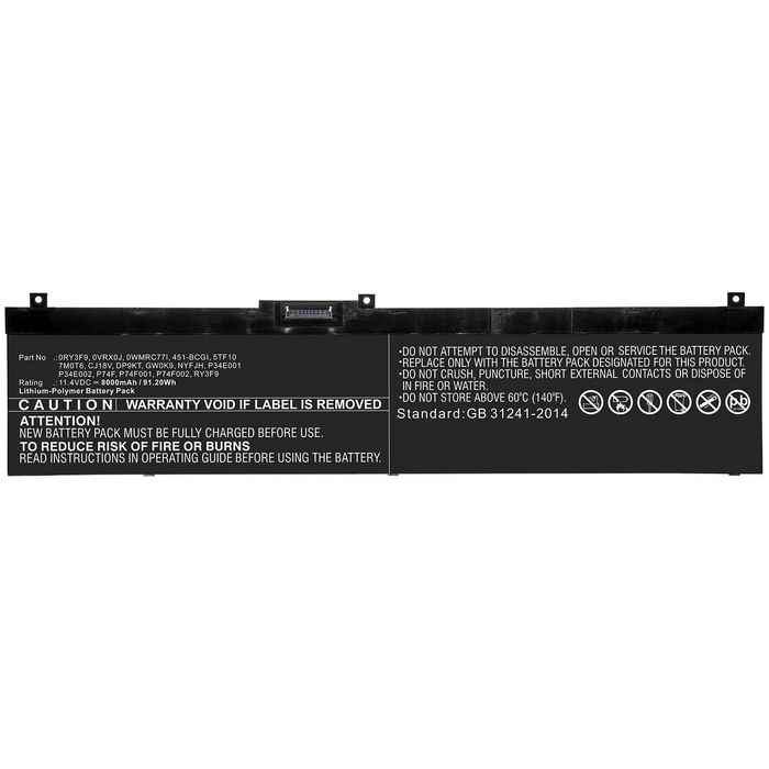 CoreParts Batterie pour Dell 69.30Wh 11.55V 6000mAh Noir CoreParts Batterie pour Dell 69.30Wh 11.55V 6000mAh Noir
