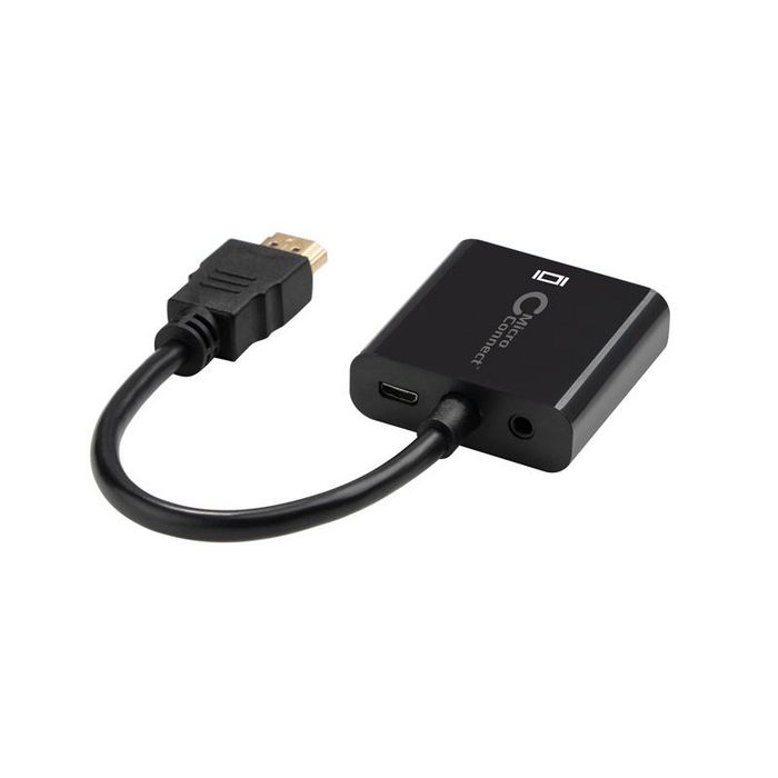 MicroConnect Adaptateur Convertisseur HDMI vers VGA avec Audio - Full HD 1080p 60Hz, Prise Jack 3.5 mm, Compatible HDCP