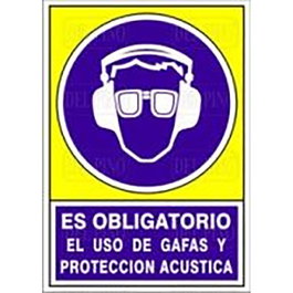 DUVER Signal 624 Adhésif de sécurité 148x105 cm Obligatoire : gafas y protección acústica (Gafa/P.Acust)