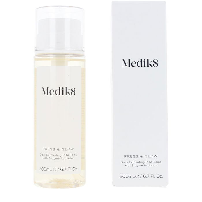 Medik8 PRESS & GLOW Tonique exfoliant quotidien PHA avec activateur enzymatique, 200 ml