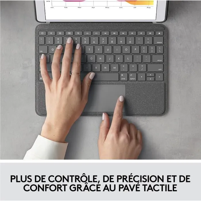 Logitech Combo Touch - Etui clavier AZERTY pour iPad 7e, 8e et 9e générations