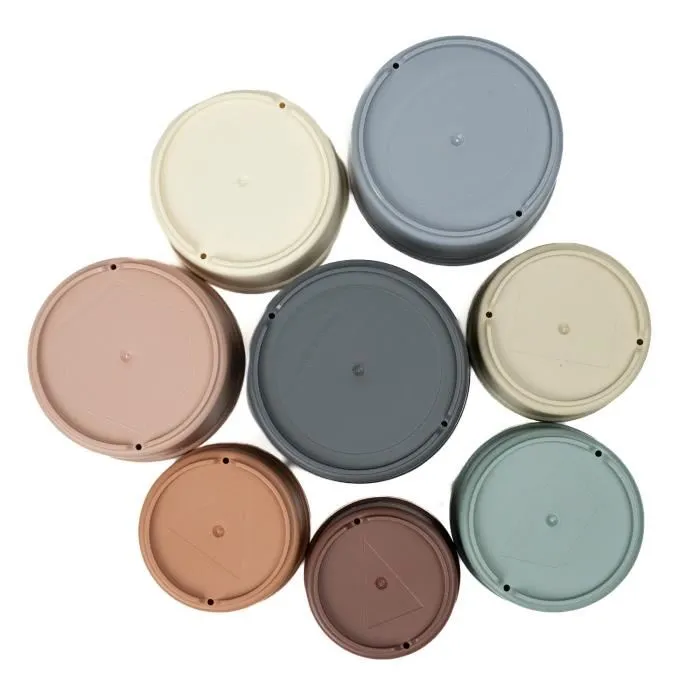 Thermobaby - Jouets de bain empilables éducatifs - Stimule motricité fine et imagination - Apprentissage formes et tailles - Dès 10 mois - Jeux colorés pour bébé