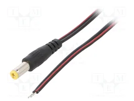 SUNNY Câble d'alimentation DC plat noir 0,8m, prise DC 5,5/2,5 droite