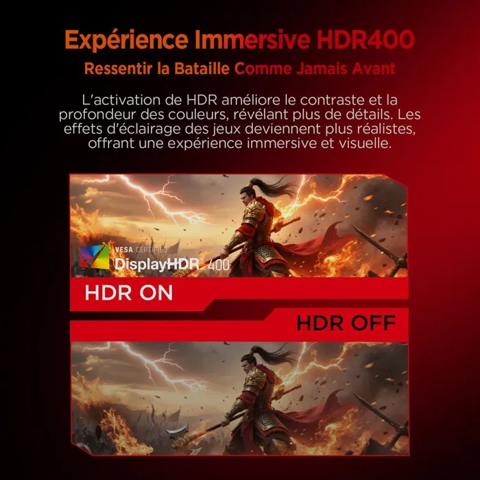 HKC G27H3D - Écran PC Gaming 27" - Dalle Fast IPS Full HD (1920x1080) - 240 Hz - 1 ms - HDMI, DisplayPort - Noir