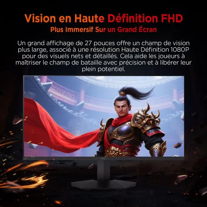 HKC G27H3D - Écran PC Gaming 27" - Dalle Fast IPS Full HD (1920x1080) - 240 Hz - 1 ms - HDMI, DisplayPort - Noir