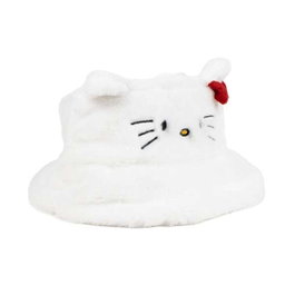Cerdá Chapeau de pêcheur Hello Kitty avec effet de cheveux - Blanc