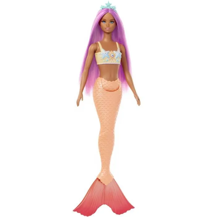 Barbie HRR05 - Poupée Sirène avec cheveux et nageoires colorées et serre-tête, jouet enfant à partir de 3 ans
